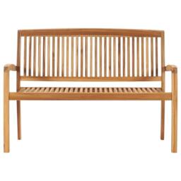 Berkfield Home 2-Seater Stacking Garden Bench 128.5 cm Solid Teak Wood in Brown