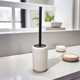 Showerdrape Alexandria Concrete Toilet Brush & Holder in Beige - thumbnail 1