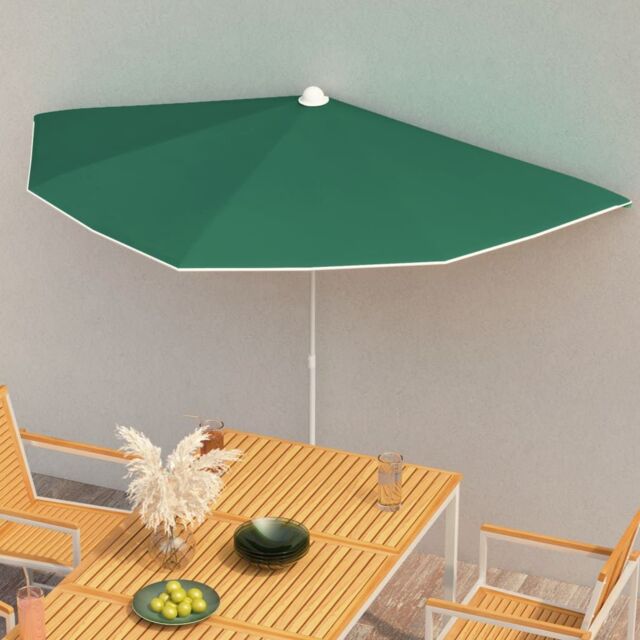 Berkfield Home Garden Half Parasol with Pole 180x90 cm Green - image 1