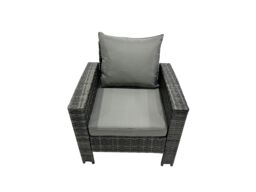 Fimous 8 Seater Wicker PE Rattan Furniture Outdoor 4 Stools Side Table Set in Dark Grey - thumbnail 4