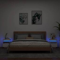 Berkfield Home Decorative Bedside Cabinets with LED Lights 2 pcs White 40x39x48.5 cm - thumbnail 2