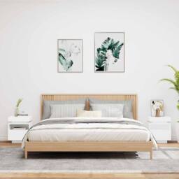Berkfield Home Decorative Bedside Cabinets with LED Lights 2 pcs White 40x39x48.5 cm - thumbnail 1