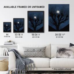 "Artery8 Full Moon Light Tree Silhouette Wall Art Print Julie de Graag in Blue - Size: W24"" x H32""" - thumbnail 3
