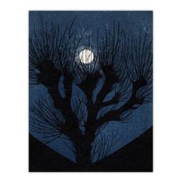 "Artery8 Full Moon Light Tree Silhouette Wall Art Print Julie de Graag in Blue - Size: W24"" x H32""" - thumbnail 1