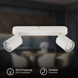 BRILONER 2 Way Ceiling Light Spotlight GU10 Flush Adjustable Metal White - thumbnail 3