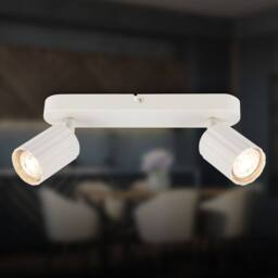 BRILONER 2 Way Ceiling Light Spotlight GU10 Flush Adjustable Metal White - thumbnail 2