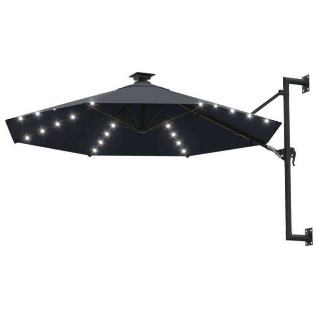 Berkfield Home Wall-mounted Parasol with LEDs & Metal Pole 300 cm Anthracite in Dark Grey - image 1