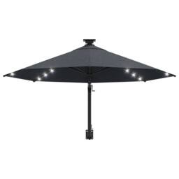 Berkfield Home Wall-mounted Parasol with LEDs & Metal Pole 300 cm Anthracite in Dark Grey - thumbnail 4