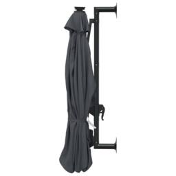 Berkfield Home Wall-mounted Parasol with LEDs & Metal Pole 300 cm Anthracite in Dark Grey - thumbnail 5