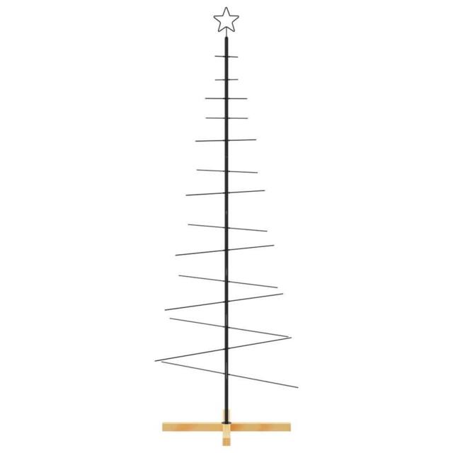 Berkfield Home Metal Christmas Tree with Wooden Base Black 180 cm - image 1