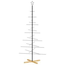 Berkfield Home Metal Christmas Tree with Wooden Base Black 180 cm - thumbnail 5