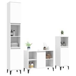 Berkfield Home Modern 3 Piece Bathroom Furniture Set White Engineered Wood - thumbnail 1
