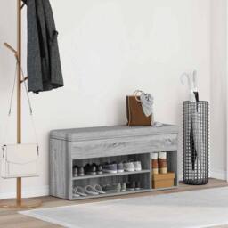 Berkfield Home Shoe Bench Grey Sonoma 102x30.5x45 cm Engineered Wood