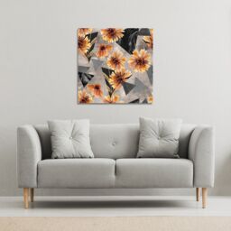Benjamin Tate Design Geometric floral shapes (Canvas Print) / 77 x 77 x 4cm in Natural - Size: 77 x 77 x 4 cm - thumbnail 1