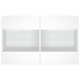Berkfield Home TV Wall Cabinet with LED Lights White 98.5x30x60.5 cm - thumbnail 7