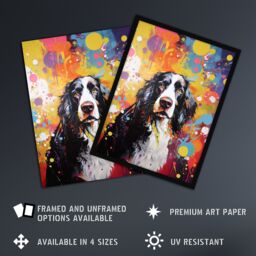 "Artery8 Wall Art Print English Springer Spaniel Dog Lover Gift Pet Portrait Colourful Vibrant Artwork Painting Poster - Size: W18"" x H24""" - thumbnail 2