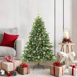 Berkfield Home Artificial Christmas Tree with 150 LEDs Green 120 cm PE & PVC - thumbnail 1