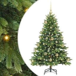 Berkfield Home Artificial Christmas Tree with 150 LEDs Green 120 cm PE & PVC - thumbnail 2