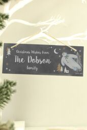 Personalised Memento Company Personalised The Snowman® Magical Adventure Hanging Slate Plaque in Black - thumbnail 3