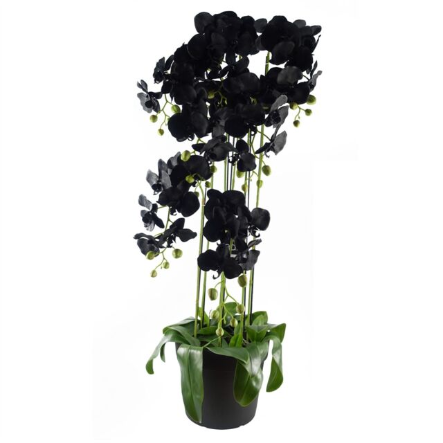 Leaf 110cm Artificial Black Orchid Plant Artifcial 41 REAL TOUCH flowers in Green - image 1