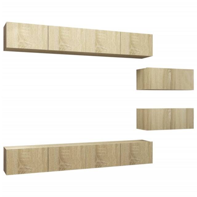 Berkfield Home 6 Piece TV Cabinet Set Sonoma Oak Engineered Wood in Light Tan - image 1