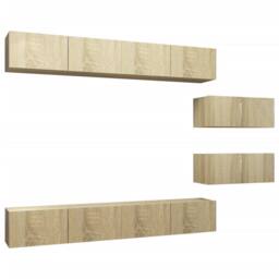 Berkfield Home 6 Piece TV Cabinet Set Sonoma Oak Engineered Wood in Light Tan