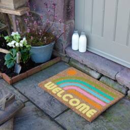 Artsy Mats Elizabeth Olwen Welcome Rainbow Coir Doormat (60x40cm) in Tan - Size: 40 x 60 cm - thumbnail 3
