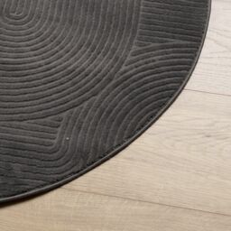 Berkfield Home Rug IZA Short Pile Scandinavian Look Anthracite √ò 100 cm in Black - Size: Medium - thumbnail 4