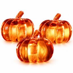 Marco Paul Set of 3 Light Up Acrylic Pumpkin Decorations in Orange - thumbnail 2