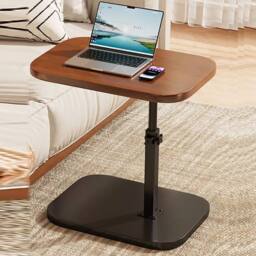 Havendro Adjustable C-Shaped Sofa Side End Table Coffee Laptop Table in Walnut - thumbnail 1
