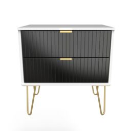 Ready Assembled 2 U Bexley 2 Drawer Side Table (Ready Assembled) in True Black