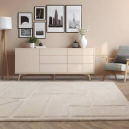 The Rug Shop UK Modern Geometric Cream Easy to clean Machine Made Area Rug - Size: 200 cm x 290 cm - thumbnail 1