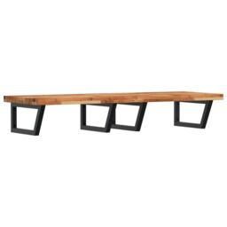 Berkfield Home Basin Shelf Wall Mounted Steel & Solid Wood Acacia in Brown - thumbnail 2