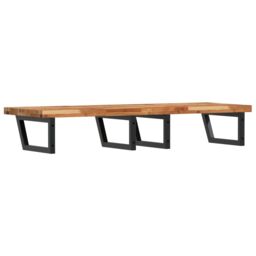 Berkfield Home Basin Shelf Wall Mounted Steel & Solid Wood Acacia in Brown - thumbnail 6