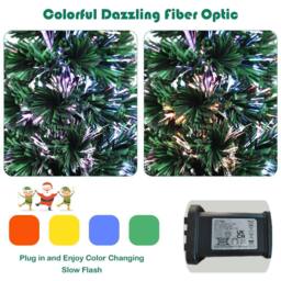 Costway 2FT/60cm Fiber Optic Christmas Tree Tabletop Mini Xmas Tree with 60 PVC Branch in Green - thumbnail 5