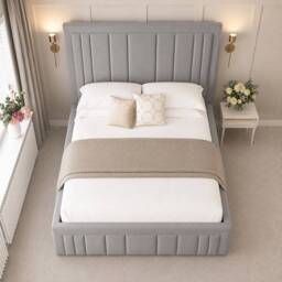"Bed Choices Emperor Upholstered Bed Frame with 54"" Headboard in Light Grey - Size: King" - thumbnail 3