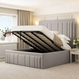"Bed Choices Emperor Upholstered Bed Frame with 54"" Headboard in Light Grey - Size: King" - thumbnail 4