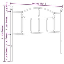 Berkfield Home Metal Headboard Black 107 cm - thumbnail 6