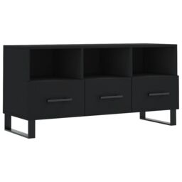 Berkfield Home TV Cabinet Black 102x36x50 cm Engineered Wood - Size: 102 x 36 x 50 cm - thumbnail 2