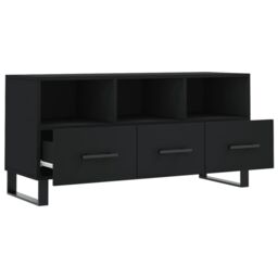 Berkfield Home TV Cabinet Black 102x36x50 cm Engineered Wood - Size: 102 x 36 x 50 cm - thumbnail 6