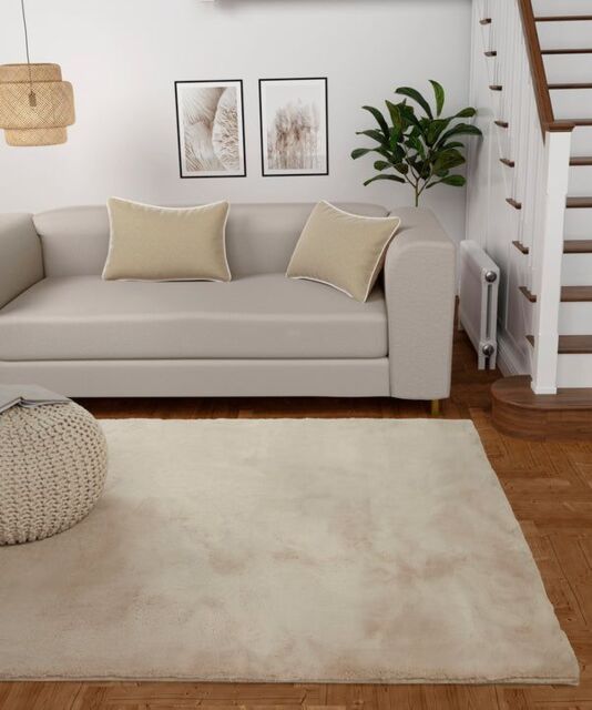 The Linen Consultancy TLC 5 Star Hotel Concept Luxury Faux Fur Natural Rug - Size: 60 cm x 100 cm - image 1