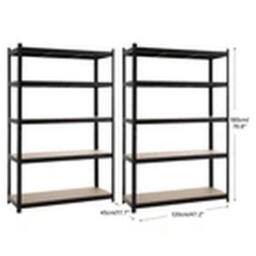 EONLION 180X120X45CM Metal Shelving Units 5 Tiers Steel Garage Shelving Black - Size: 180 x 120 x 45 cm - thumbnail 2