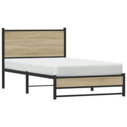 Berkfield Home Metal Bed Frame without Mattress Sonoma Oak 100x190 cm in Brown - thumbnail 4