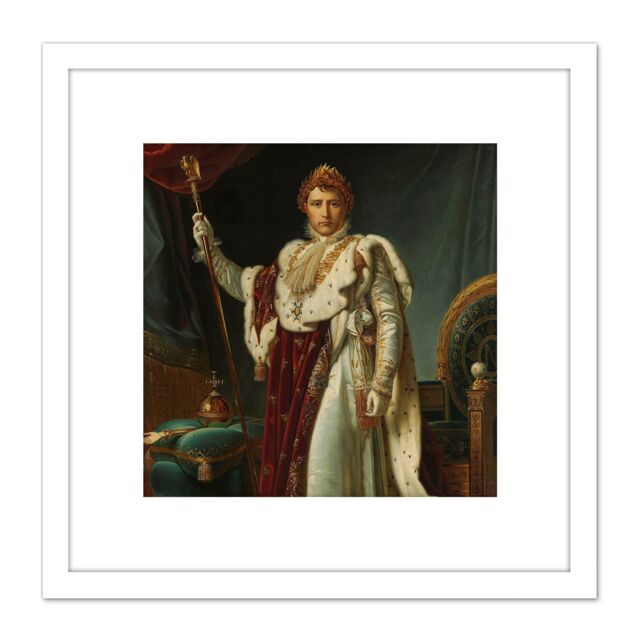 Artery8 Gerard Portrait Emperor Napoleon I Bonaparte 8X8 Inch Square Wooden Framed Wall Art Print Picture with Mount in White - image 1