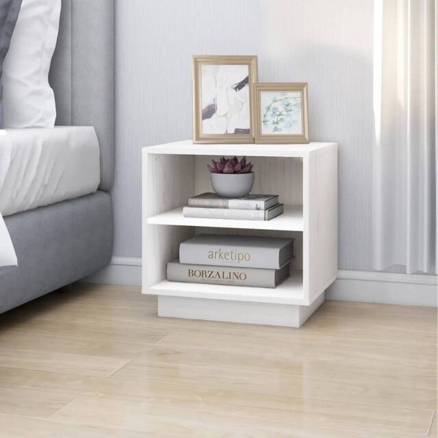 Berkfield Home Elegant Bedside Cabinet White 40x34x40 cm Solid Wood Pine - Size: 40 x 34 x 40 cm - image 1