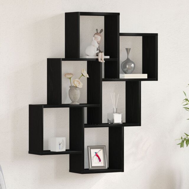 Berkfield Home Black Oak Wall Cabinet - 78x15x92 cm - Made from Engineered Wood - Size: 78 x 15 x 92 cm - image 1