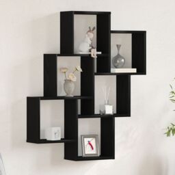 Berkfield Home Black Oak Wall Cabinet - 78x15x92 cm - Made from Engineered Wood - Size: 78 x 15 x 92 cm - thumbnail 1