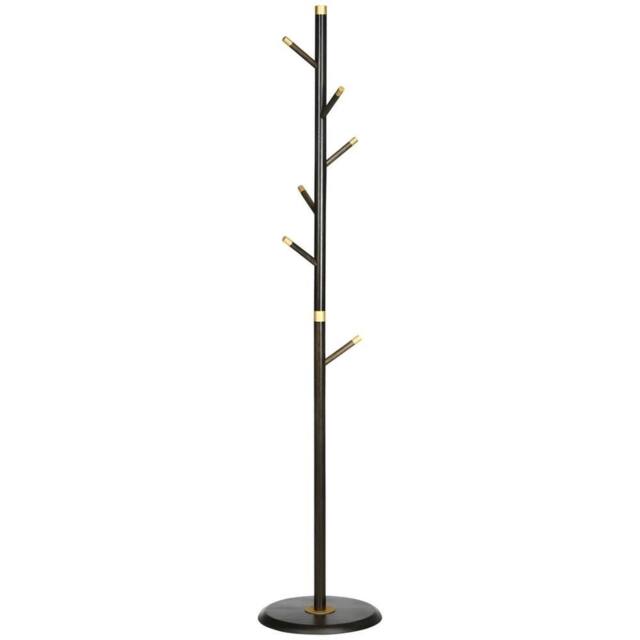 Nordara Coat Rack Bamboo Coat Stand with Round Base in Dark Brown - image 1
