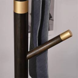 Nordara Coat Rack Bamboo Coat Stand with Round Base in Dark Brown - thumbnail 5