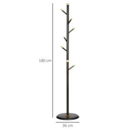 Nordara Coat Rack Bamboo Coat Stand with Round Base in Dark Brown - thumbnail 2